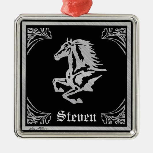 ZILVEREN PAARD SILHOUET METALEN ORNAMENT (Voorkant)