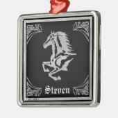 ZILVEREN PAARD SILHOUET METALEN ORNAMENT (Links)
