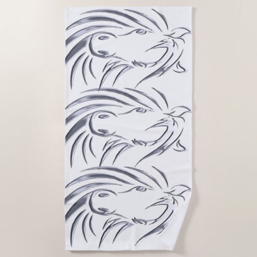 Zilveren paardenkoppen strandlaken (Voorkant)