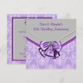 Zilveren Paarse 25e Huwelijksjubileum Feest Kaart (Voorkant / Achterkant)