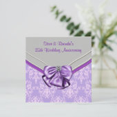 Zilveren Paarse 25e Huwelijksjubileum Feest Kaart (Staand voorkant)