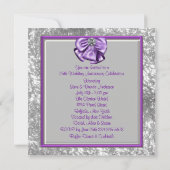 Zilveren paarse 25e huwelijksjubileumfeest kaart (Achterkant)