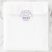 Zilveren Paarse Confetti Afstuderen 2025 Ronde Sticker (Tas)