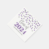 Zilveren Paarse Confetti Klasse van 2024 Servetten (Hoek)