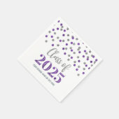 Zilveren Paarse Confetti Klasse van 2025 servetten (Hoek)
