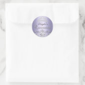 Zilveren & Paarse Damask Pearl Quinceanera Sticker (Tas)