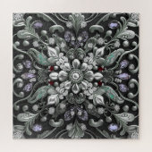 Zilveren Paarse Decoratieve Jigsaw Puzzel (Horizontaal)