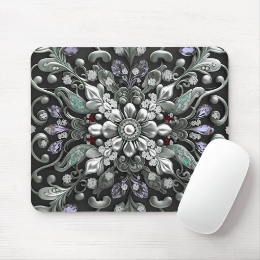 Zilveren Paarse decoratieve mousepad Muismat (Met muis)