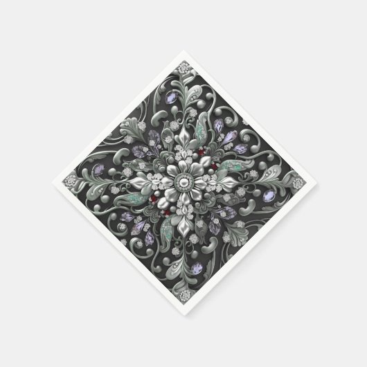 Zilveren paarse decoratieve servetten (Hoek)