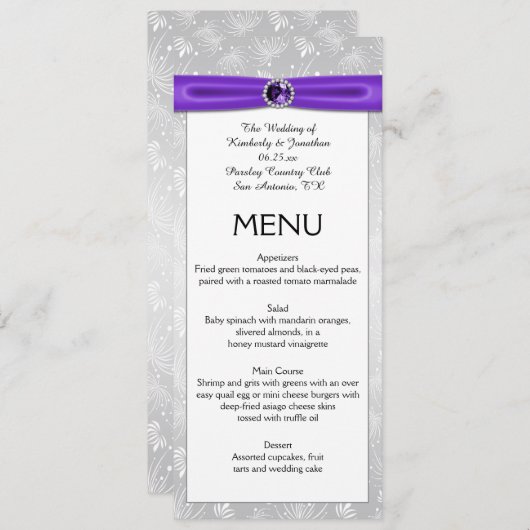 Zilveren Paarse Edelstenen Lintjes Ster Barst Menu (Voorkant / Achterkant)