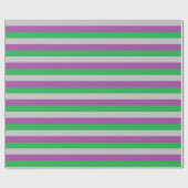 Zilveren, Paarse en groene strepen Cadeaupapier (Vlak)