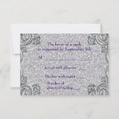 Zilveren Paarse en Roze Masquerade Party RSVP (Achterkant)