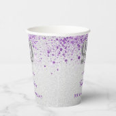 Zilveren paarse glitter aangepaste naam 90e verjaa papieren bekers (Rechts)