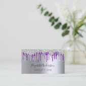 Zilveren paarse glitter druppelt make-up haar visitekaartje (Staand voorkant)