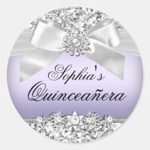 Zilveren Paarse Glitter & Jewel Bow Sticker