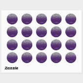 Zilveren Paarse Glitter Meisjesachtige Monogram Na Ronde Sticker (Vel)