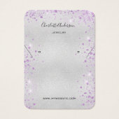 Zilveren paarse glitter-oorkoningskaart visitekaartje (Voorkant)