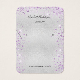 Zilveren paarse glitter-oorkoningskaart visitekaartje