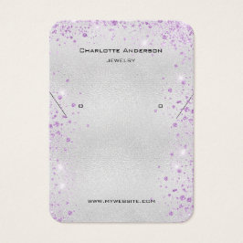 Zilveren paarse glitter-oorkoningskaart visitekaartje