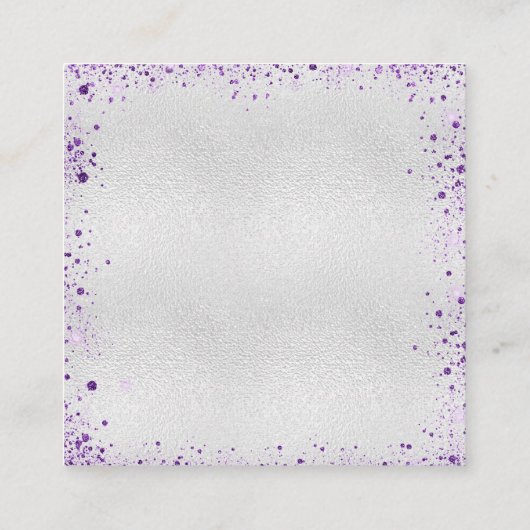 Zilveren paarse glitter QR code bruiloft RSVP Informatiekaartje (Achterkant)