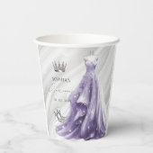 Zilveren Paarse jurk Prinses Quinceañera Classic Papieren Bekers (Achterkant)