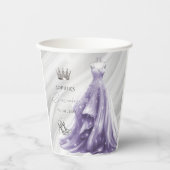 Zilveren Paarse jurk Prinses Quinceañera Classic Papieren Bekers (Voorkant)