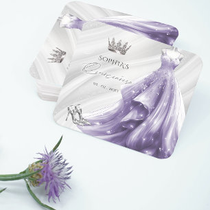 Zilveren Paarse Jurk Prinses Quinceañera Kartonnen Onderzetters