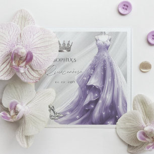 Zilveren Paarse Jurk Prinses Quinceañera Servet