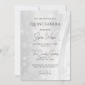 Zilveren Paarse Jurk Winter Sneeuwvlokken Quinceañ Kaart (Achterkant)