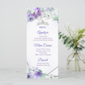 Zilveren & Paarse Jurken Quinceañera Menu Kaart (Staand voorkant)