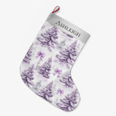 Zilveren Paarse kerstbomen Bogen Grote Kerstsok (Voorkant (Hangend))