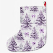 Zilveren Paarse kerstbomen Bogen Grote Kerstsok (Achterkant)