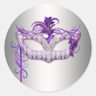 Zilveren Paarse Maskerade Feest Stickers