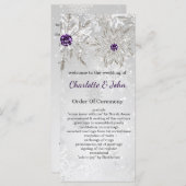 zilveren paarse sneeuwvlokken winter bruiloft prog programmakaart (Voorkant / Achterkant)