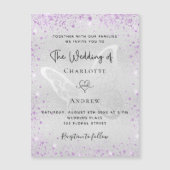 Zilveren paarse vlinderbruinbruiloft magnetische uitnodiging (Voorkant)