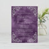  zilveren Paarse Waterverf bruiloft Kaart (Staand voorkant)