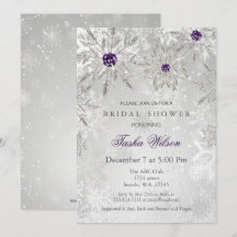 zilveren paarse winteruitnodiging voor een Vrijgez