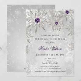 zilveren paarse winteruitnodiging voor een Vrijgez Kaart