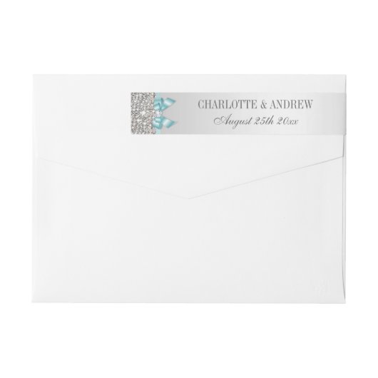 Zilveren pailletten Blauwgroen Blauwe Boog en Diam (Achterkant)