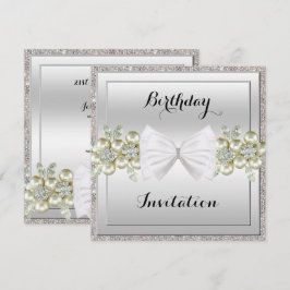 Zilveren Pailletten & Bloemige Edelstenen Glitter Kaart