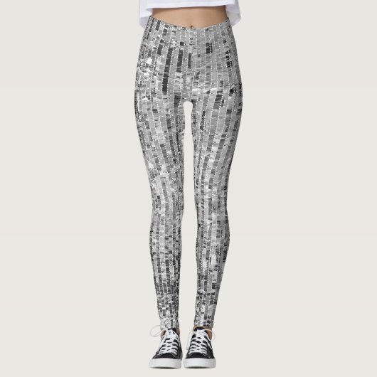 Zilveren pailletten, glamour naadloze achtergrond. leggings (Voorkant)