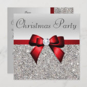 Zilveren pailletten Kerstmis Party Rode Diamant Bo Kaart (Voorkant / Achterkant)