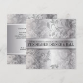 Zilveren Paisley Wervel Evenement Kaart (Voorkant / Achterkant)