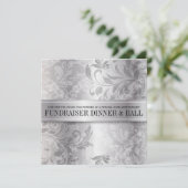 Zilveren Paisley Wervel Evenement Kaart (Staand voorkant)