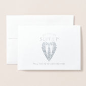 Zilveren Pak Gepersonaliseerde Groomsman Voorstel Folie Kaarten (Voorkant met envelop)