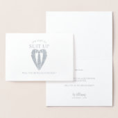 Zilveren Pak Gepersonaliseerde Groomsman Voorstel Folie Kaarten (Display)