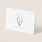 Zilveren Pak Gepersonaliseerde Groomsman Voorstel Folie Kaarten (Voorkant)