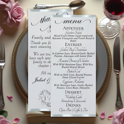 Zilveren Parel/Zilver - Monogram & Dank U Menu
