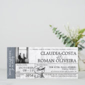 Zilveren Paris bruiloft instapkaart uitnodiging (Staand voorkant)