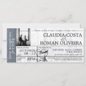 Zilveren Paris bruiloft instapkaart uitnodiging (Voorkant)